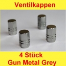 Ventilkappen Grau GUN METAL GREY eckig Alu Ventilkappe VW Caps Bike Motorrad PKW