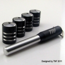 ANTI-THEFT STEM TIRE VALVE CAPS WITH LOCKING TOOL SILVER BLACK