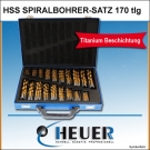 HSS TiN Spiralbohrer-Satz TITAN 170 tlg Bohrer Set Metallbohrer Stahlbohrer