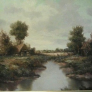 Edles Olbild , signiert Messmer , Landschaft im goldenen Barockrahmen