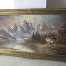 Altes Bild auf Leinwand gemalt mit Holzrahmen