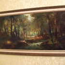 Gemälde, Picknick auf der Waldlichtung, Wald,  Bäume, mystisch, Holzrahmen