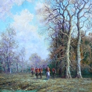 Orig. Ölgemälde 20.Jh. "Hubertusjagd" signiert Ludwig Sohler