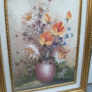 Original Ölgemälde Blumen signiert Prof.V.CICALA +Echtheitszertifikat Holzrahmen