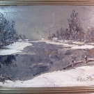 Willi Heidtmann "Kalter Wintertag" - impress. Originalgemälde in Spachteltechnik