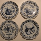 4 Delfts - Teller, Royal Sphinx - P Regout, Maastricht, Made in Holland