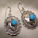 Alte massive Indianerschmuck NAVAJO Ohrringe Ohrhänger STERLING Silber TÜRKIS