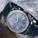 DETOMASO CERAMICA DAMENUHR KERAMIK PETROL SAPHIRGLAS KRISTALLSTEINE NEU