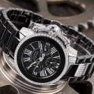 DETOMASO AURORA DAMENUHR SCHWARZ EDELSTAHL KERAMIK SWAROVSKI KRISTALLE  NEU