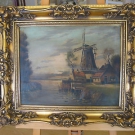 Ölgemälde - Windmühle in Seelandschaft - signiert : Lucas