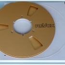 Goldene 26,5cm Metall NAB Spule mit ReVox Aufschrift 1/4" Tonband+ReVox Schuber