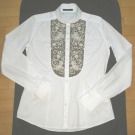 Damen Bluse ETRO MILANO Stickereien Pailletten 38 Italien 44 weiß braun etro spa