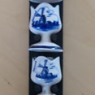 6 Eierbecher Delfts Blauw  Holland handbemahlt Mühlenmotiv blau-weiß