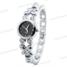Legierung Quarz Damen Uhr Damenuhr Armbanduhr mit Strass schwarz Analog Elegant