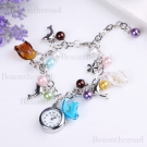 Mode Quarz Damen Uhr Damenuhr Armkette Delphin Perlen Glas Geschenk Elegant