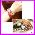 Vintage PU Leder Nieten Armbanduhr Damenuhr Armreif Uhren Bracelet Watch 4 Farbe