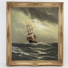 Segelschiff in voller Fahrt sig. Modey Kersten geb. 1921 Ölgemälde 60er Jahre