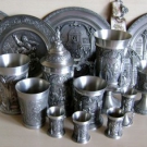 5,2 kg Konvolut Zinn Teller Krüge Becher WMF Zinn Schrott Altmetall Zinnschrott