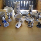 Grosses Konvolut Porzellan Keramik weiss blau 17 Teile Flohmarkt