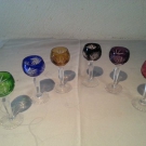 6 bunte Kristall Likörgläser Sherry Kristall Glas Schliffdekor Bleikristall 