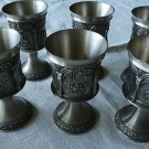6 alte Zinnkelche aus Nachlaß
