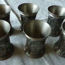 6 alte Zinnbecher aus Nachlaß