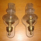 Zwei alte Wandleuchten, Salonleuchten, Vintage 1960/70er Jahre, Messing, Glas