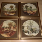 4 GOBELIN-BILDER Vier Jahreszeiten, Handarbeit ca. 40 x 38,5 cm