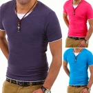 G.B.D. T-Shirt 2in1 V-Neck Kurzarm Vintage Poloshirt Weiß/Grün/Blau/Pink NEU