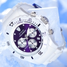 DETOMASO COLORATO DAMENUHR CHRONOGRAPH WEISS VIOLETT LILA SILIKON 5 ATM NEU