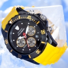 DETOMASO COLORATO HERRENUHR CHRONOGRAPH SCHWARZ GELB SILIKON MIYOTA UHRWERK NEU