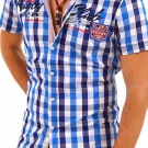 CARISMA Slim Fit Hemd Kurzarm Polo Shirt Kariert T-Shirt Schwarz/Weiß/Blau NEU