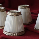 5 Antik Kronleuchter Stoffseide schirme mit Goldbrodur zum stecken auf E.Berne