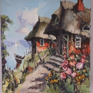  original Ölgemälde "altes Fischerdorf" von 1973 -- top anschauen