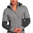 Tazzio Kapuzen-Hoodie Strickjacke Grauer Norweger Look Pullover Clubwear S-XXL