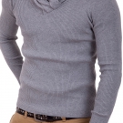 CARSIMA Feinstrick-Pullover mit Schalkragen Grau/Schwarz/Dunkelgrau/Weiß NEU