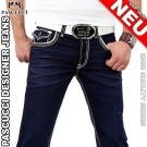 PASCUCCI CLUB JEANS BLAU HOSE DICKE NAHT STYLE DARK BLUE W29-W38 PD-USNE NEU