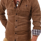 G.B.D. Cord-Hemd mit Patches Polo Shirt Slim Fit Schwarz/Blau/Braun/Grün/Rot NEU