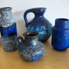 Fat Lava 70s 60s Modernist 4 Vasen Scheurich van Daalen Roth Ruscha blau