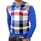 CIPO & BAXX C-6310 KARO PULLOVER FEINSTRICK SWEATSHIRT STRICKJACKE BLAU