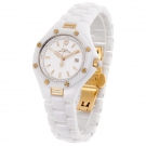 DETOMASO VALENTINA DAMENUHR KERAMIK WEISS VERGOLDET SAPHIRGLAS NEU