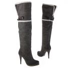 NEU DESIGNER DAMEN SCHUHE VINTAGE STIEFEL HIGH HEELS GEFÜTTERT fz57 Gr 40 Grau