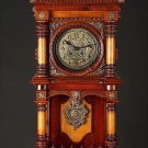 Impressive 1900 Kienzle German Wall Clock., Citronella and Beech Wood.
