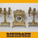 WUNDERSCHÖNE KAMINUHR m. 2 KANDELABERN KERZENLEUCHTER MADE ITALY MESSING 4,5 KG