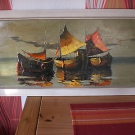 Ölgemälde des Kieler Malers Jürgen Runge Motiv Alte Segelboote Kutter