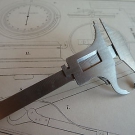 Uhrmacherschublehre, Stahl,  aus der großväterlichen Uhrmacherwerkstatt