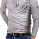 TAZZIO Longsleeve High Neck T-Shirt Kapuzen-Pullover Hoodie Grau/Blau/Beige NEU