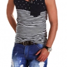 G.B.D. Herren Tank Top T-Shirt Ärmellos Maritim Gestreift Navy/Weiß/Rot/Blau NEU