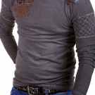 TAZZIO Longsleeve High Neck T-Shirt Kapuzen-Pullover Hoodie Grau/Blau/Beige NEU