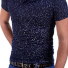 G.B.D. Herren T-Shirt High Neck Poloshirt Kurzarm Navy/Weiß/Schwarz NEU